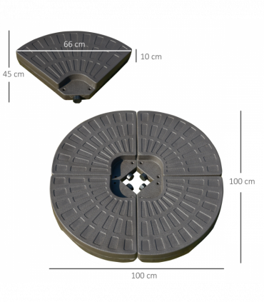 4PCs Cantilever Offset Patio Umbrella Base Stand,  & Sand Filled, HDPE plastic