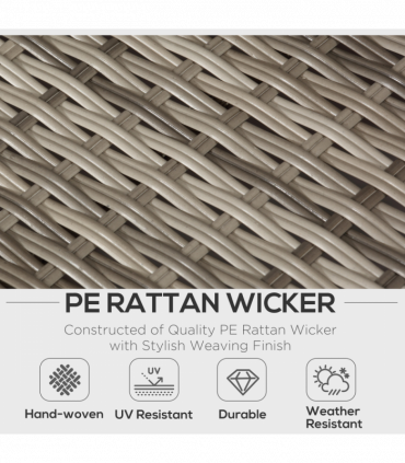 5-Seater Rattan Sectional Corner Sofa Table Set Cushions - Light Grey