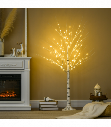 5ft Artificial White Birch Tree Light  96 Warm White Pre-Lit LED Light