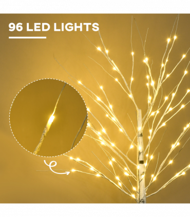 5ft Artificial White Birch Tree Light  96 Warm White Pre-Lit LED Light