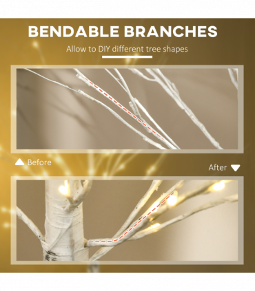 5ft Artificial White Birch Tree Light  96 Warm White Pre-Lit LED Light