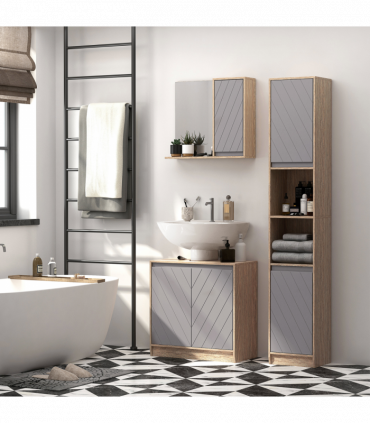 60x60cm Under-Sink Storage Cabinet w/ Adjustable Shelf 2 Doors Cabinet