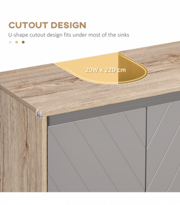 60x60cm Under-Sink Storage Cabinet w/ Adjustable Shelf 2 Doors Cabinet