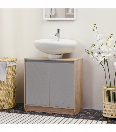 60x60cm Under-Sink Storage Cabinet w/ Adjustable Shelf 2 Doors Cabinet