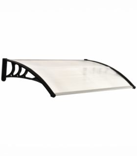 Polycarbonate Clear Curved Awning 75cm x 120cm x 23cm UV Protection Sturdy Frame