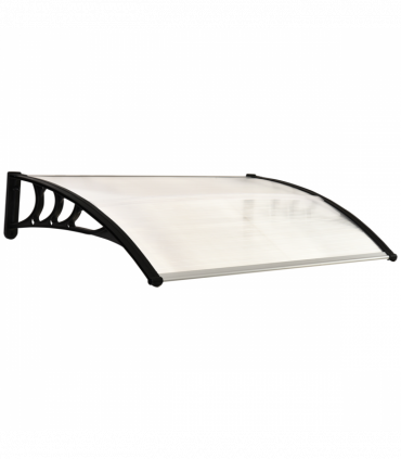Polycarbonate Clear Curved Awning 75cm x 120cm x 23cm UV Protection Sturdy Frame
