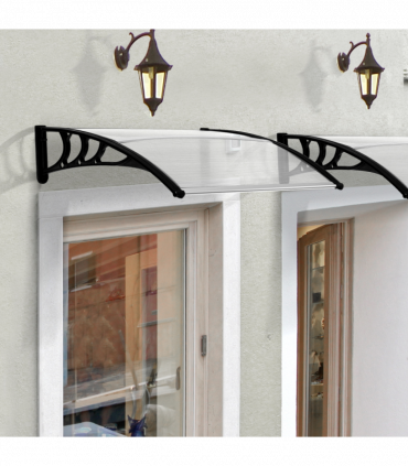 Polycarbonate Clear Curved Awning 75cm x 120cm x 23cm UV Protection Sturdy Frame