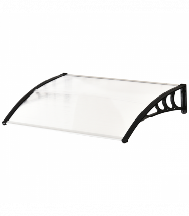 Polycarbonate Clear Curved Awning 75cm x 120cm x 23cm UV Protection Sturdy Frame