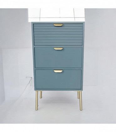 75CM BLUE WOODEN 3 DRAWER CHEST OF DRAWER