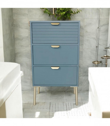 75CM BLUE WOODEN 3 DRAWER CHEST OF DRAWER