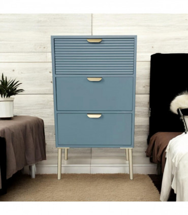 75CM BLUE WOODEN 3 DRAWER CHEST OF DRAWER