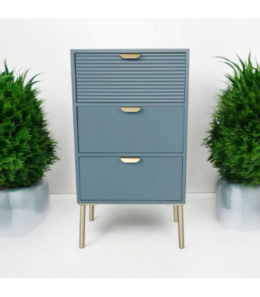 75CM BLUE WOODEN 3 DRAWER CHEST OF DRAWER