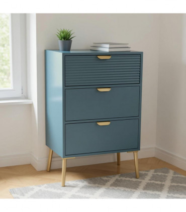 75CM BLUE WOODEN 3 DRAWER CHEST OF DRAWER