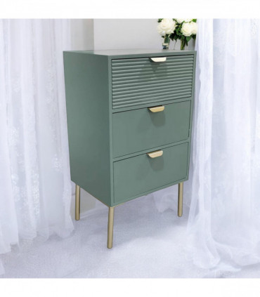 75CM GREEN WOODEN 3 DRAWER CHEST OF DRAWER
