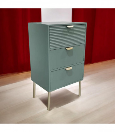 75CM GREEN WOODEN 3 DRAWER CHEST OF DRAWER