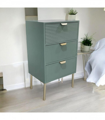 75CM GREEN WOODEN 3 DRAWER CHEST OF DRAWER