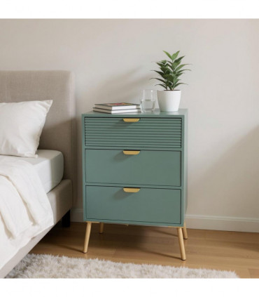 75CM GREEN WOODEN 3 DRAWER CHEST OF DRAWER