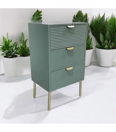75CM GREEN WOODEN 3 DRAWER CHEST OF DRAWER