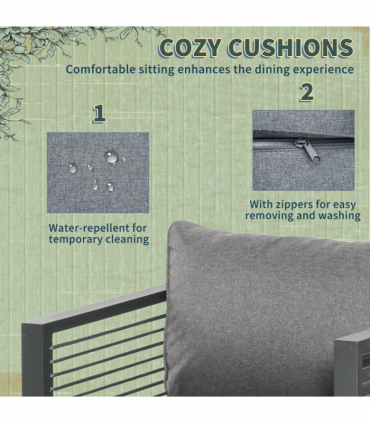 8 Seater Dining Cube Set  Dining Table, 4 Chairs & 4 Footstools & Cushion, Grey