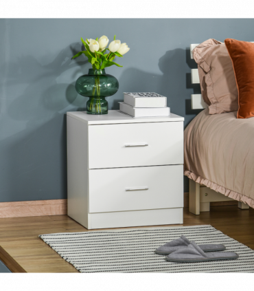 Bedside Table w/ 2 Drawers, Nightstand, Side Storage Cabinet Unit