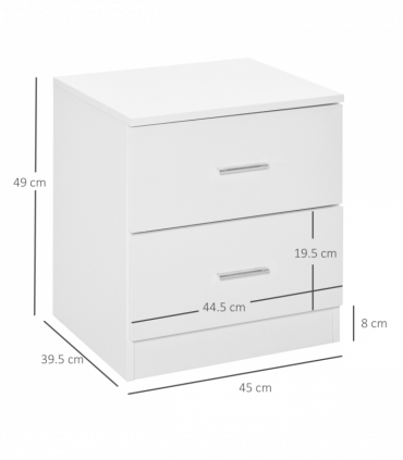 Bedside Table w/ 2 Drawers, Nightstand, Side Storage Cabinet Unit