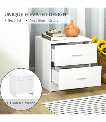 Bedside Table w/ 2 Drawers, Nightstand, Side Storage Cabinet Unit