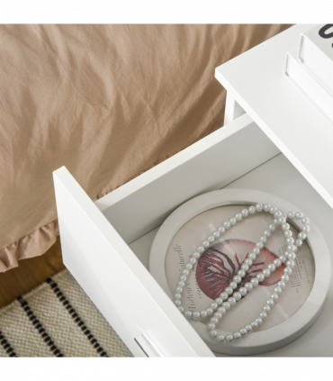 Bedside Table w/ 2 Drawers, Nightstand, Side Storage Cabinet Unit