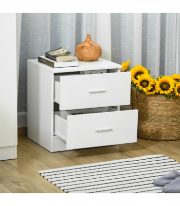 Bedside Table w/ 2 Drawers, Nightstand, Side Storage Cabinet Unit