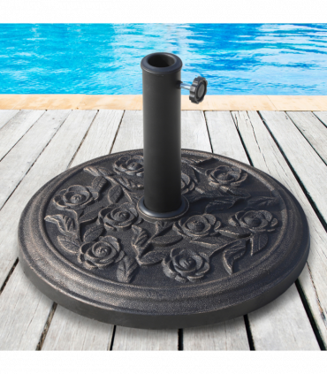 Bronze Tone Decorative Umbrella Base - Rust-Resistant Resin Garden Holder