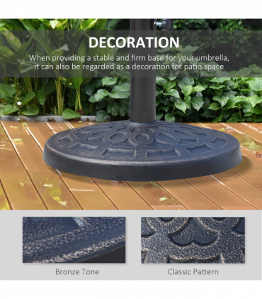 Bronze Tone Patio Umbrella Base - Rust-Resistant Resin - 12kg Stability