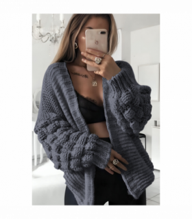Bubble Sleeves Stylish Knitted Cardigan