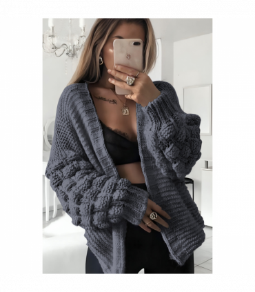 Bubble Sleeves Stylish Knitted Cardigan