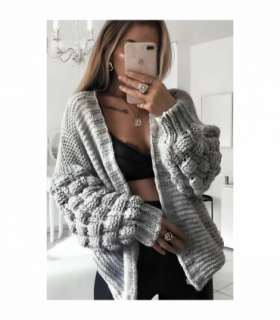 Bubble Sleeves Stylish Knitted Cardigan