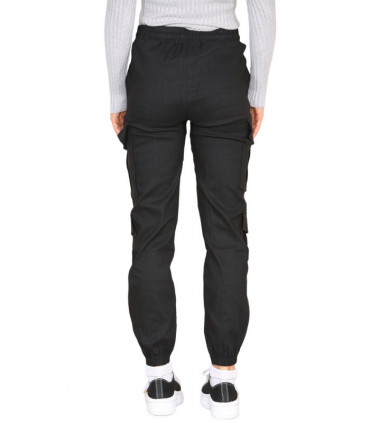 Cargo Pockets Pants Women High Waist Cropped Slim Fit Trouser