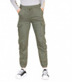 Cargo Pockets Pants Women High Waist Cropped Slim Fit Trouser