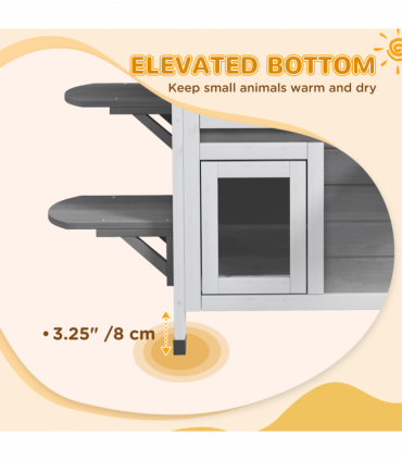 Cat Condo w/ Tons of Room & Openable Roof, Fir Wood, Outdoor/Indoor Catio Grey