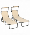 Comfort Lounge Chairs - Adjustable Recline & Sunshade - Set of 2