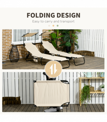 Comfort Lounge Chairs - Adjustable Recline & Sunshade - Set of 2