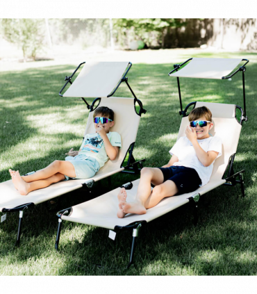 Comfort Lounge Chairs - Adjustable Recline & Sunshade - Set of 2