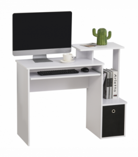 Computer Desk White Particle board 100cm x 40cm x 86.6cm Sliding Keyboard Tray