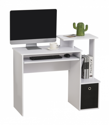 Computer Desk White Particle board 100cm x 40cm x 86.6cm Sliding Keyboard Tray