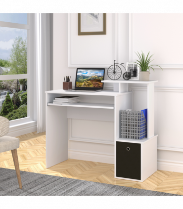 Computer Desk White Particle board 100cm x 40cm x 86.6cm Sliding Keyboard Tray