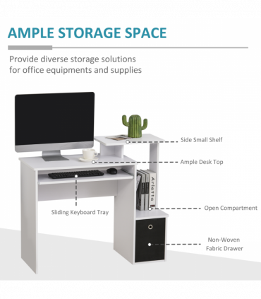Computer Desk White Particle board 100cm x 40cm x 86.6cm Sliding Keyboard Tray