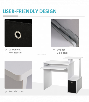Computer Desk White Particle board 100cm x 40cm x 86.6cm Sliding Keyboard Tray