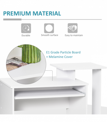 Computer Desk White Particle board 100cm x 40cm x 86.6cm Sliding Keyboard Tray