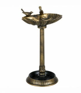 Elegant Two-Basin Bird Bath & Feeder with Antique Finish