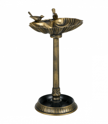 Elegant Two-Basin Bird Bath & Feeder with Antique Finish