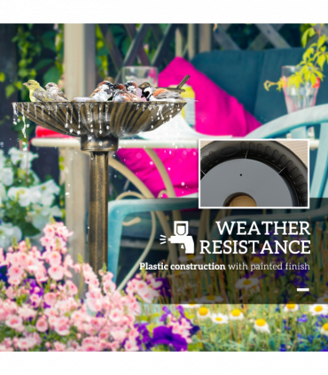 Elegant Two-Basin Bird Bath & Feeder with Antique Finish