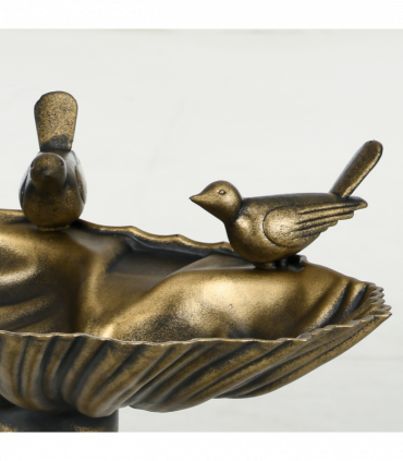 Elegant Two-Basin Bird Bath & Feeder with Antique Finish