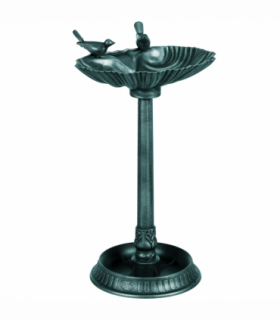 Elegant Two-Basin Bird Bath & Feeder with Antique Finish